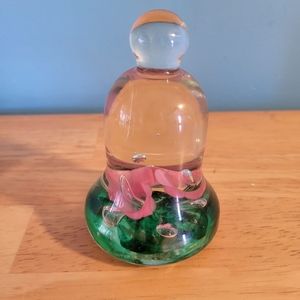 Joe St Clair Glass Paperweight pink pansies art glass